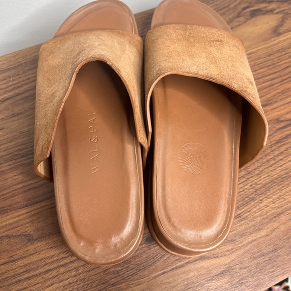 Wal & Pai Stone EU Size 41/10.5 Platform Sandals Tan Leather Suede Boho Earthy - Picture 6 of 13